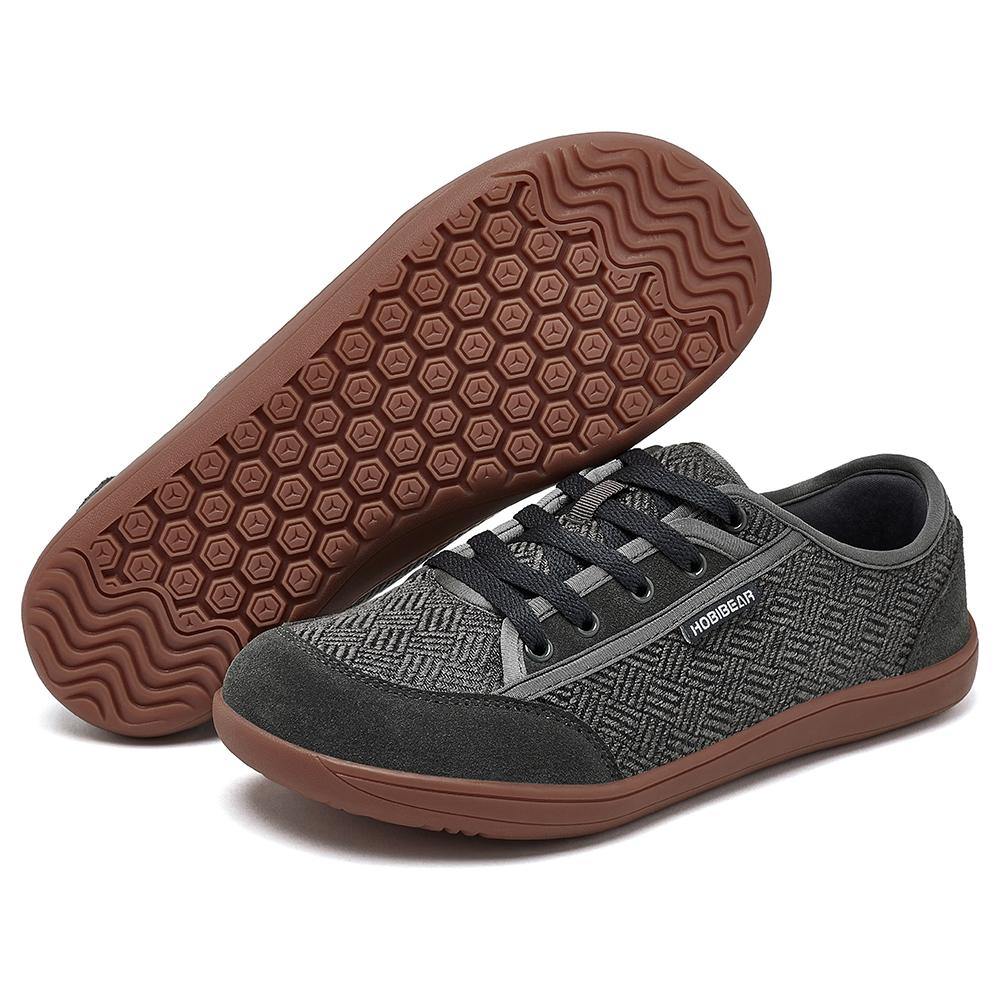 Barfußschuhe Herren Damen Breite Zehenbox | Minimalistische Rindsleder Schnürer Mode Sneaker