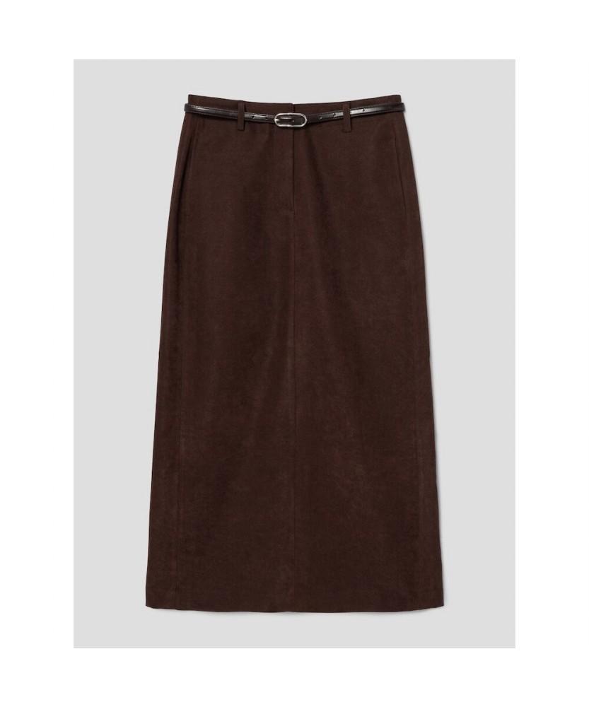 8SECONDS Poly Peach Belted Skirt Brown