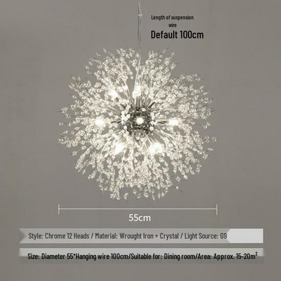 Dandelion Crystal Firework Chandelier: Modern Minimalist Light for Restaurants, Bedrooms, Bars, and Retail Displays