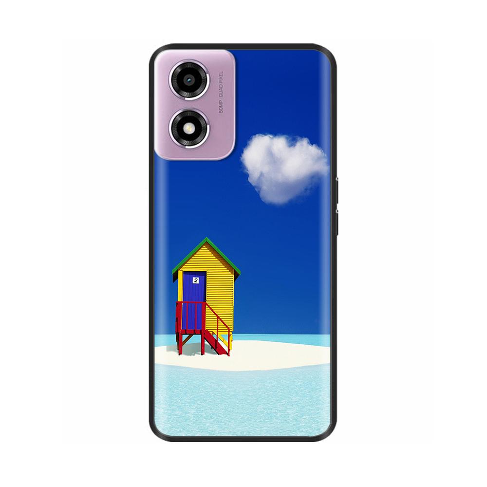 Für Motorola Moto E14 Hülle Niedliche Bemalte Weiche Schwarze Silikonhülle 6,56'' Stoßfeste Handyhülle Für Motorola E14 E 14 MotoE14 Taschen