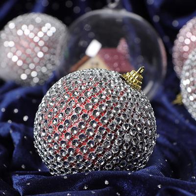 6Pcs Shatterproof Glitter Sequin Balls Ornament 8cm Xmas Rhinestone Balls Pendants for Holiday Party Decorations