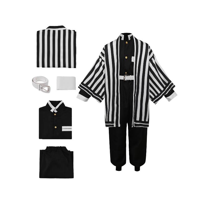 Kostium Cosplay na Halloween dla Dzieci Kimetsu No Yaiba Chłopcy Iguro Obanai Strój do Przebierania do Odgrywania Ról