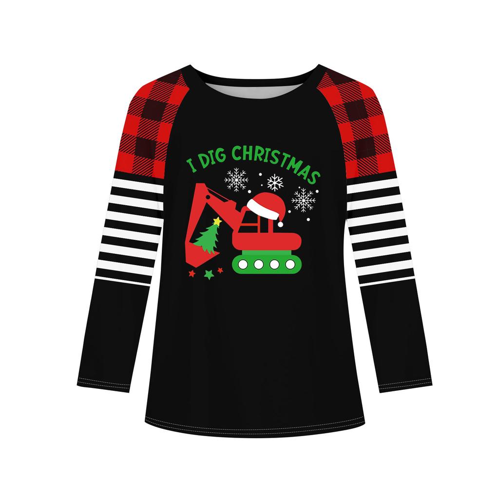 Girls Long Sleeve Christmas Day T Shirts Kids Fall Tops Crewneck Basic Tees 5-14Y