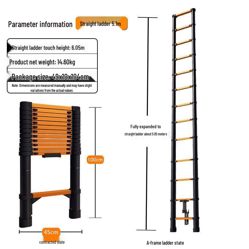 Stainless Steel Telescopic Aluminum Alloy Folding Step Ladder