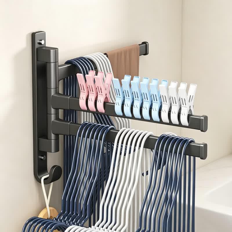 Drill-Free Rotating Bathroom Towel Rack with Storage Shelf