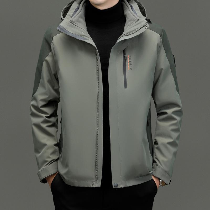 

Men s Trendy Camouflage 3-in-1 Jacket with Detachable Liner – Windproof and Warm for Autumn/Winter 195 сірий колір/зелений