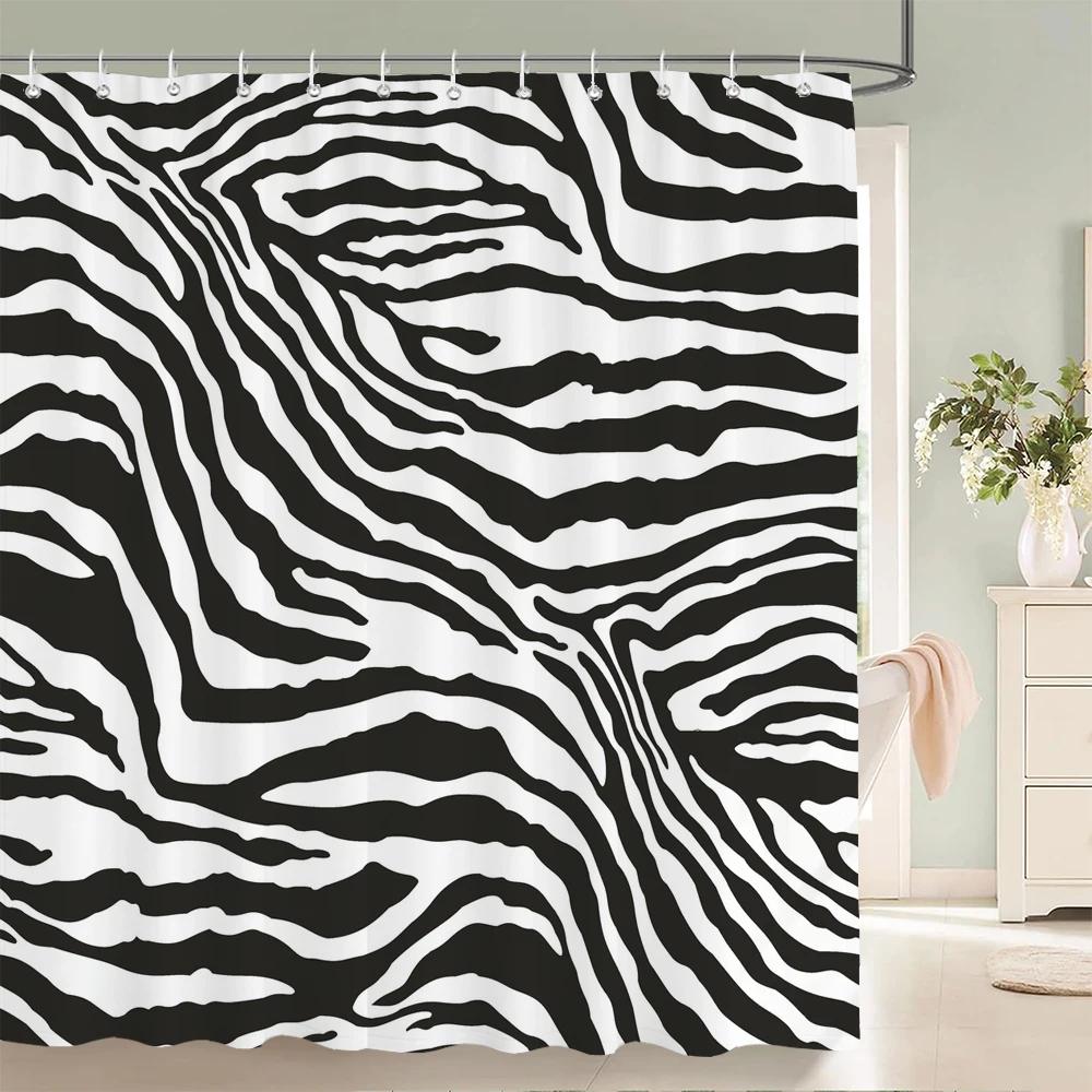 Zebra Animal Shower Curtains With Hooks Waterproof 3d Bathroom Curtains Decoration 180*240cm Printing Washable Bath Screen