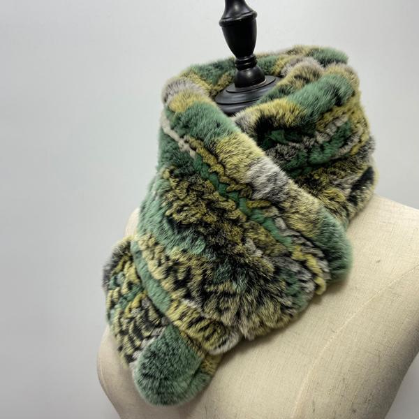Women Long Ring Scarf Real Rex Rabbit Fur Knitted Neck Warmer Winter Stylish Warm Ring Scarves
