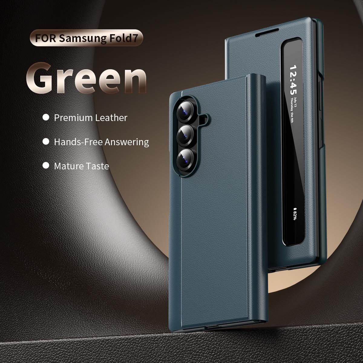 

Samsung Zfold7 Smart Leather Case, Compatible with Fold5/6, Flip Stand, Drop Protection Z Fold5 зелёный
