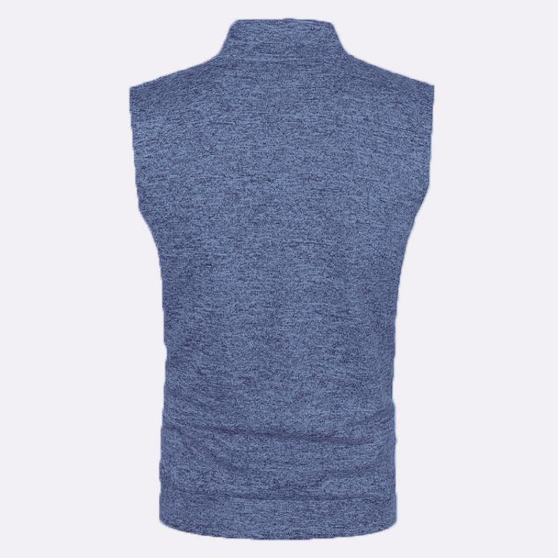 Mens Slim Fit Knit Fleece Zip Up Vest With Pockets