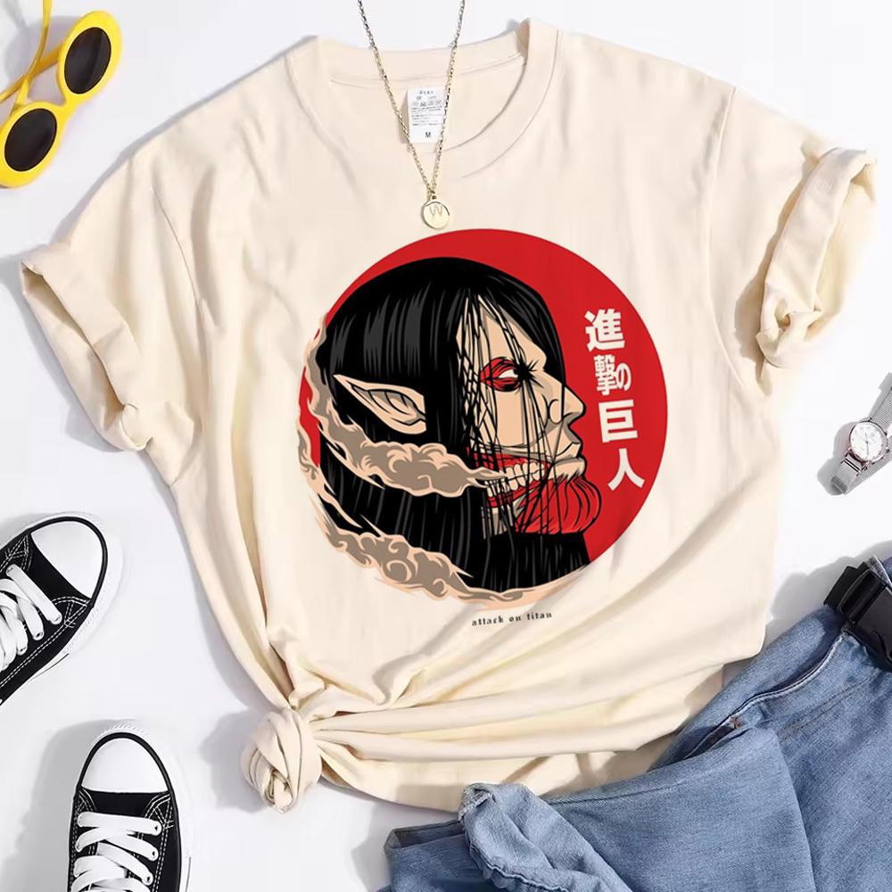 Attack On Titan Top Tees Female Graphic Harajuku Hip Hop Kawaii Y2k Anime Tshirt Punk Hip Hop Trendy Pastel Psychedelic Grunge