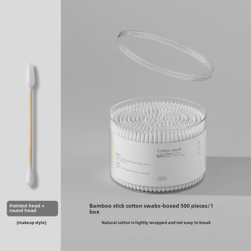 Double-Headed Cotton Swabs: Disposable, Pointed, Sanitary, for Cosmetic & Ear Cleaning, Wooden Sticks