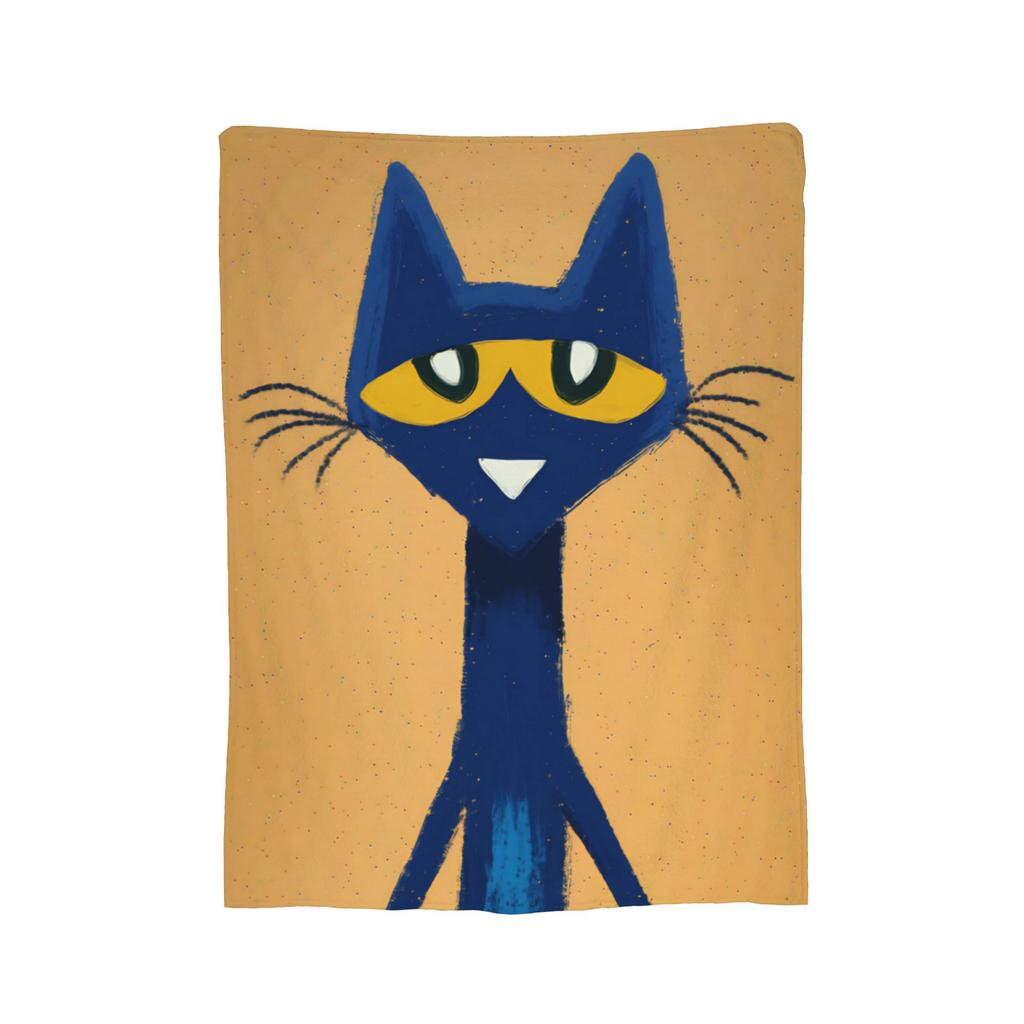 Pete the Cat Blankets Skateboarding Cat Flannel Funny Breathable Throw Blankets for Coverlet Spring Autumn