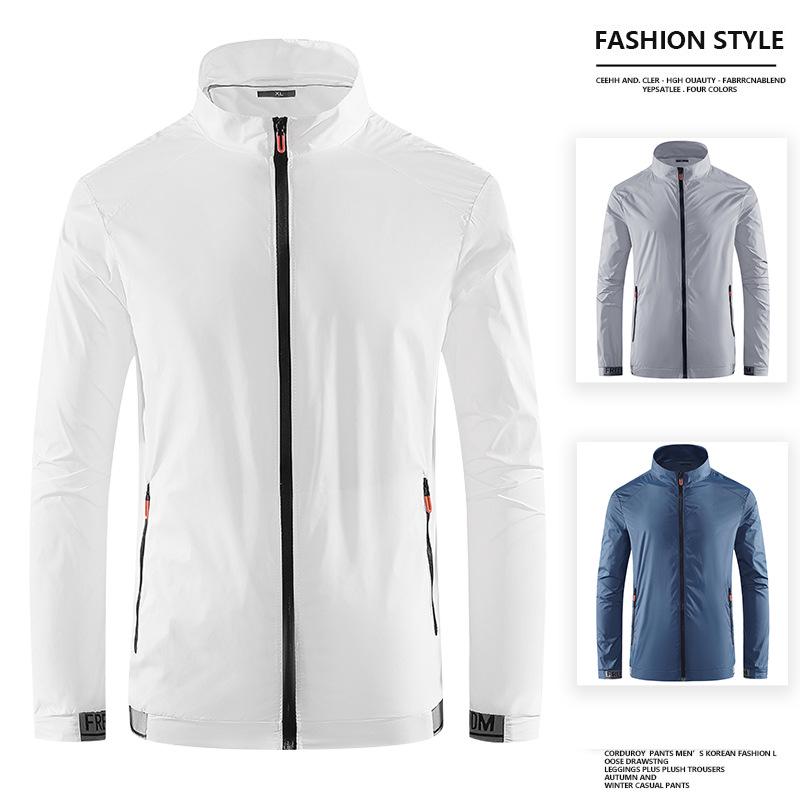Men's Quick-Dry Ice Silk Sun Protection Jacket - Summer Lightweight Stand Collar Sports Top