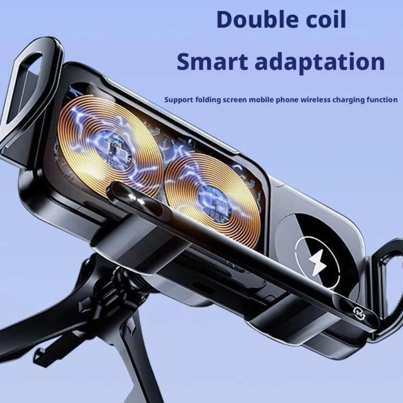Stable Three Prong Hook Car Phone Holders Electric Rotation 15W Wireless Charging Metal Frame Designs for Road Trips