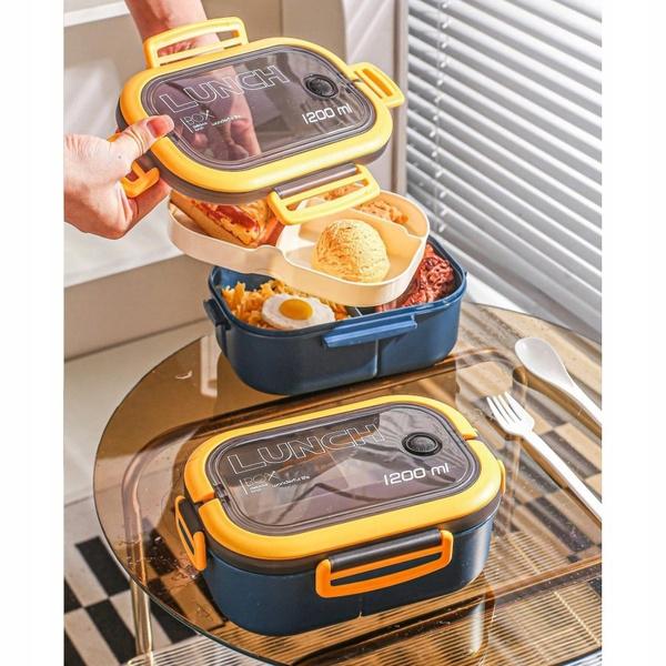 Ecarla Lunch Box Śniadaniówka Ze Sztućcami 21X14,5X8Cm Granat Pjm44Gran