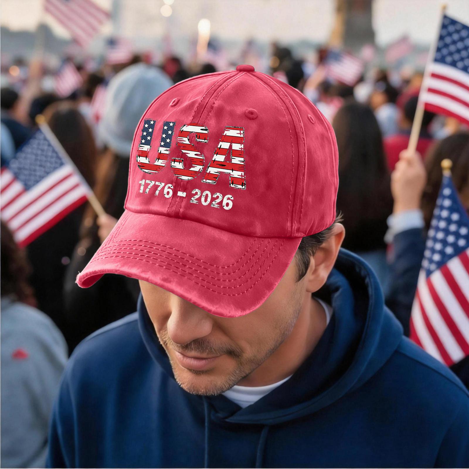 

Men s and women s distressed washed casual baseball caps, trendy flags, letter patterned hats One Size червоний