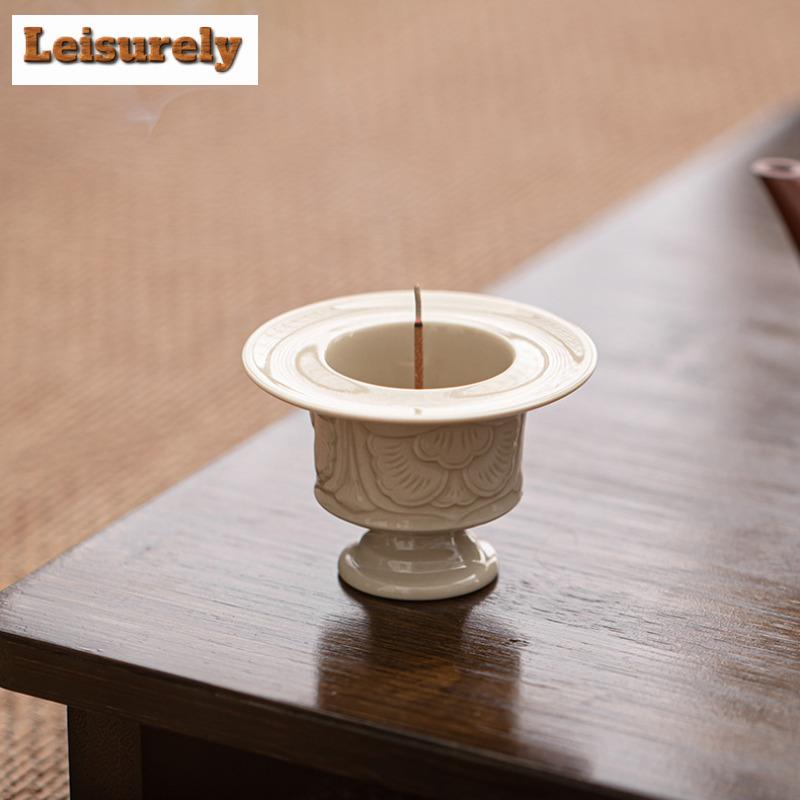 Embossed Ceramic Small Incense Holder Water Fountain Decoration Incense Burners Consecrate Censer Teaset Accessories Ornaments