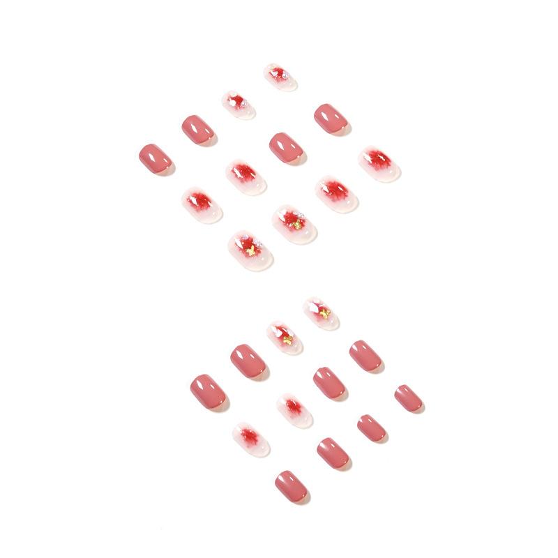 Wearing Nail Rose Pink Butterfly Temperament Short Nail Art Whitening False Nail Nail Art Patch Removable Nail Film