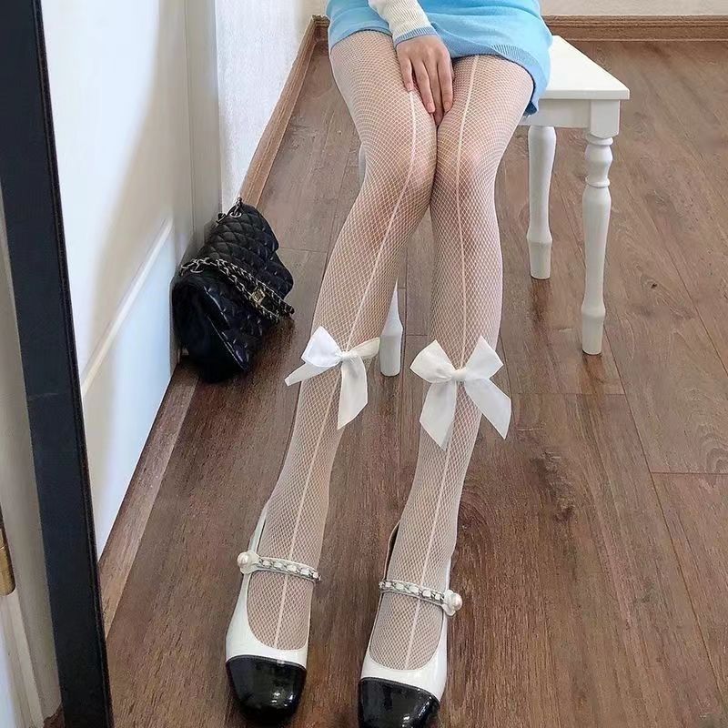 Pure White Fishnet Stockings Purely Desired Girl Hollow Out Pantyhose Women'S Sexy Big Fishing Net Tights Japanese Lolita Socks