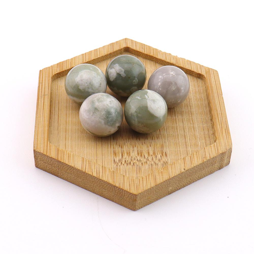 16mm Natural Agate Crystal Ball Ornament - Holeless Round Semi-Precious Stone for DIY Jewelry (BJ12)