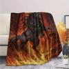 Flame Tiger Horse Dog Death Print Flannel Blanket,High Quality Comfortable for All Seasons,Home Decor,Warmth and Comfort,Perfect for Christmas Gifts