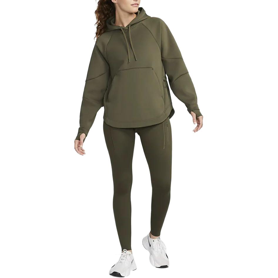 Nike Dri-Fit Solid Color Hooded Casual Long Sleeve Sweatshirt Women sweatshirt Khaki-Green FB5226-325