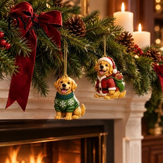 Cute Animal Collection 24 Days Christmas Advent Calendar with 2D Acrylic Dog/Cat/Cow/Duck/Flamingo Tree Hanging Decor Ornaments, Decorations
