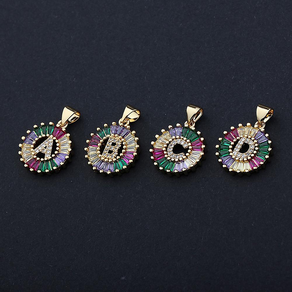 Nidin Hot Sale Initial Multicolor Zircon Necklace Charm Letter Necklace Name Jewelry For Women Men Accessories Party Gift