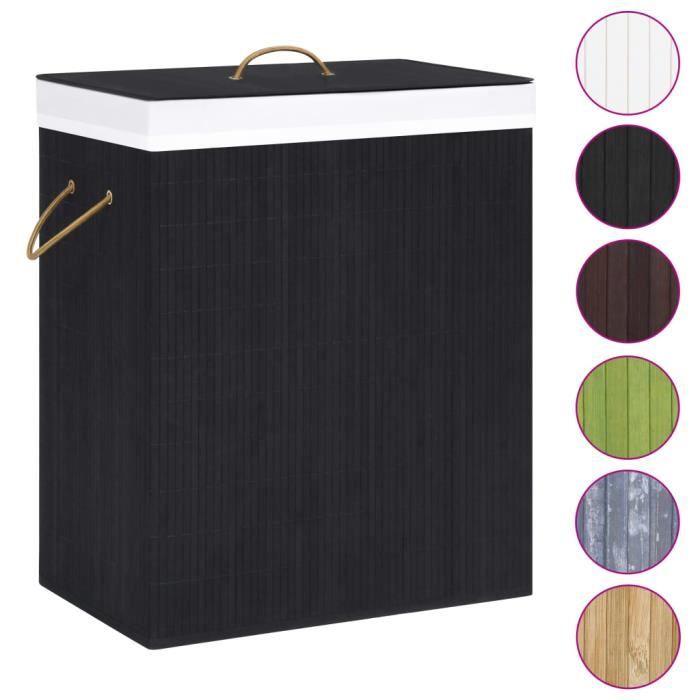 VidaXL Panier à linge avec une seule section bambou noir 83 L 320758