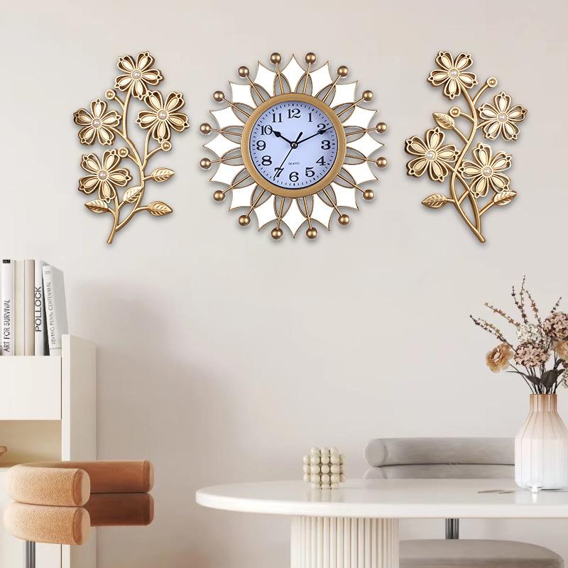 Three-piece Set of Hour Hands Living Room Wall Clock Clock Wall Hanging Household High-grade Advanced Wall Clock Clock Creative Wall Clock Decoration
