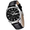 Men's Classic Analog Quartz Watch Black Waterproof Leather Band Lightweight Casual Date Display