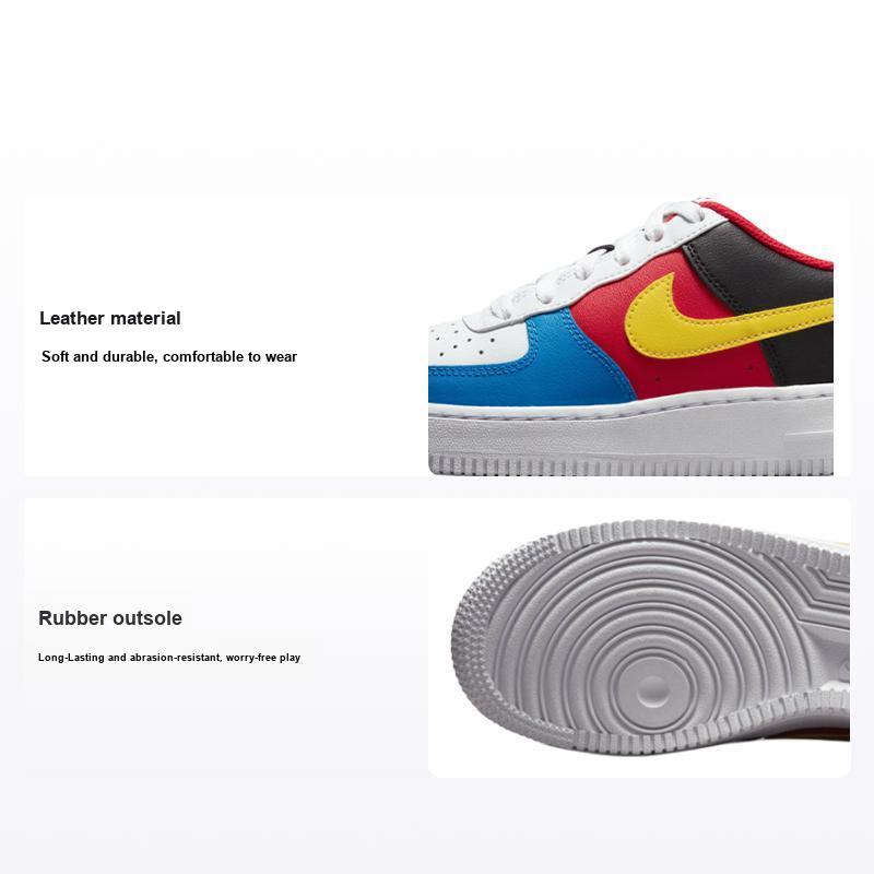 UNO x Nike Air Force 1 Low GS 50e Anniversaire Chaussures pour Enfants Blanc Jaune-Zest Rouge Université DO6634-100