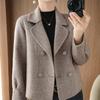 Women's Double-Sided Wool Coat - Petite, Long Sleeve, Short Top, Stylish Spring/Autumn Suit