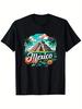 Mexico Graphic 100Cotton printed Casual TShirt for UnisexVibrant Outdoor Design with Palm TreesCacti Mayan Ruins