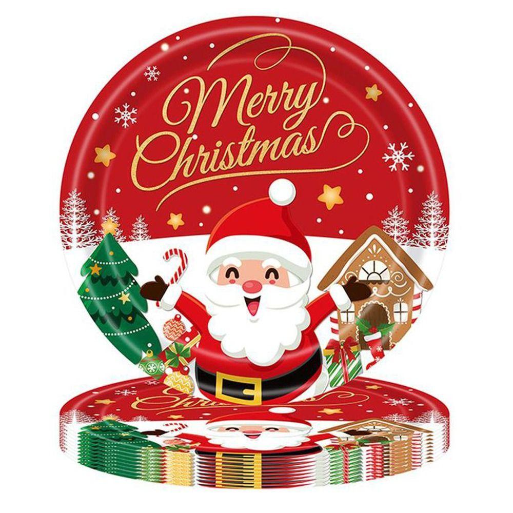 24pcs Fork Spoon Christmas Disposable Tableware Dessert Container Paper Plates  Christmas