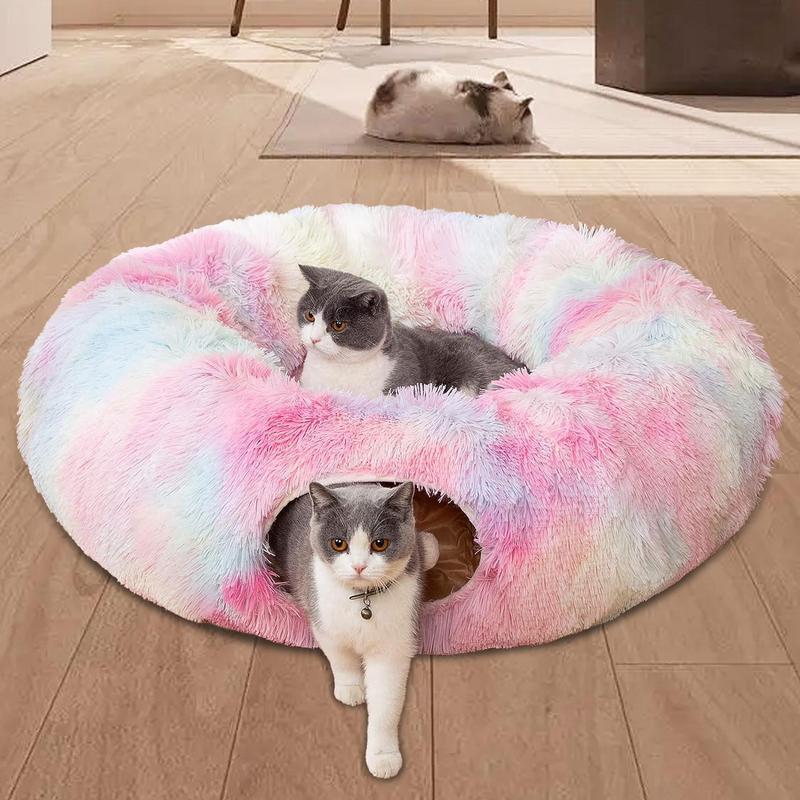 Spring Cat Tunnel Bed with Middle Mat Large Playground Toys Soft Plush Material Full Moon Shape Suitable for Small Cats (it Is Recommended To Take