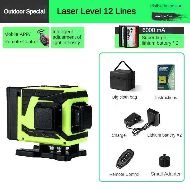 4D 8/12/16 Line Green Light Automatic Leveling Level Infrared Mini Laser Level 360° Horizontal and Vertical Cross Measurement Tool New