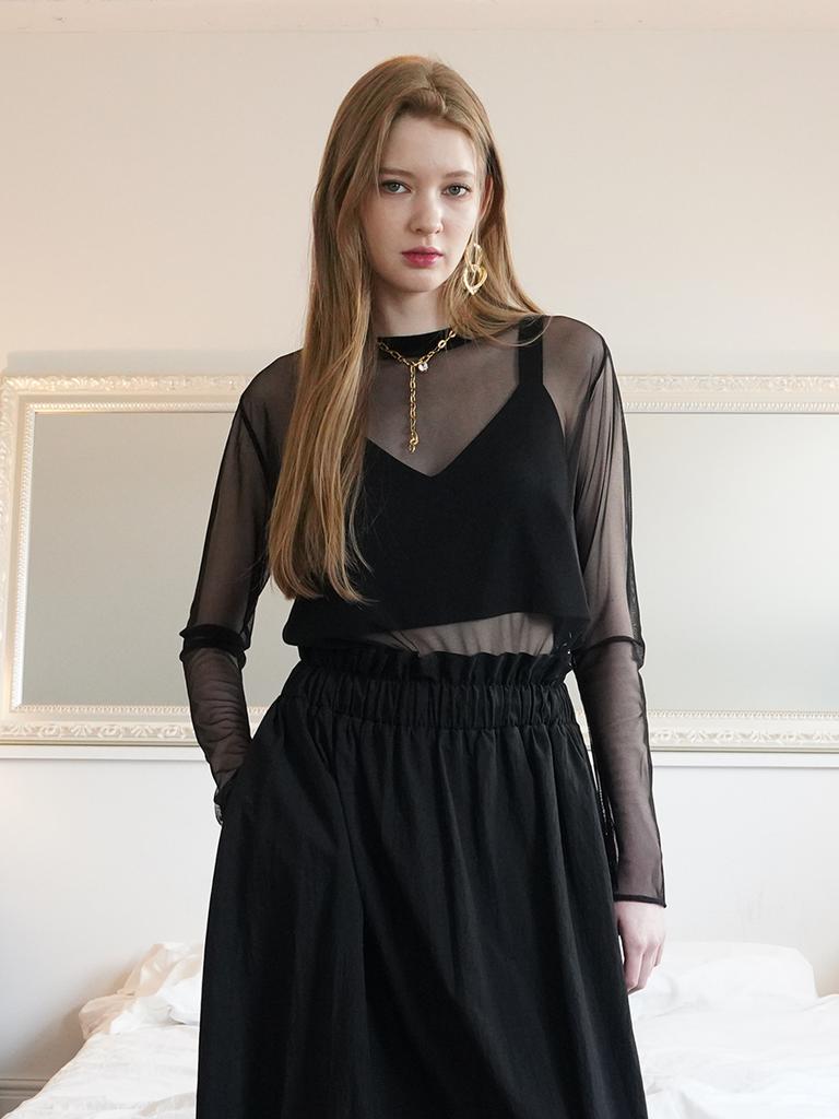 MUSE BY ROSE Martina See-Through Top (Black)