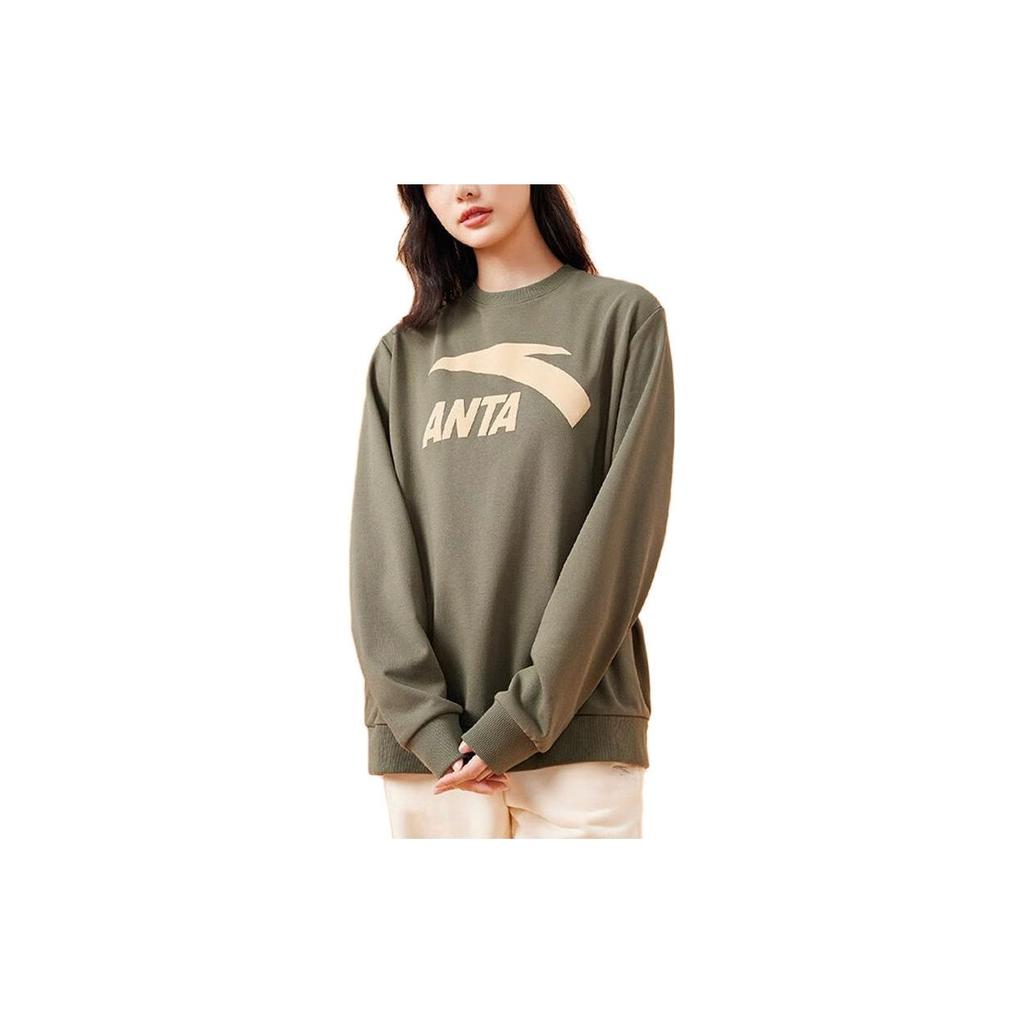 Anta Lifestyle Series Letter Logo Trykket Casual Pullover Genser Unisex genser Druegrønn 972338723-5