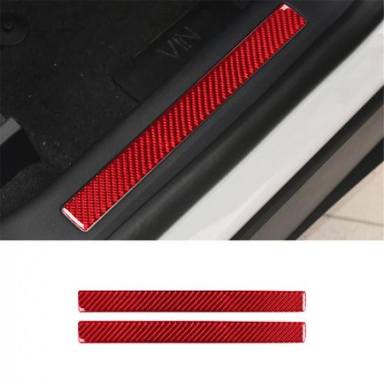 Red Carbon Fiber Door Sill Accent Cover Trim For Ford Mustang Mach-E Type B