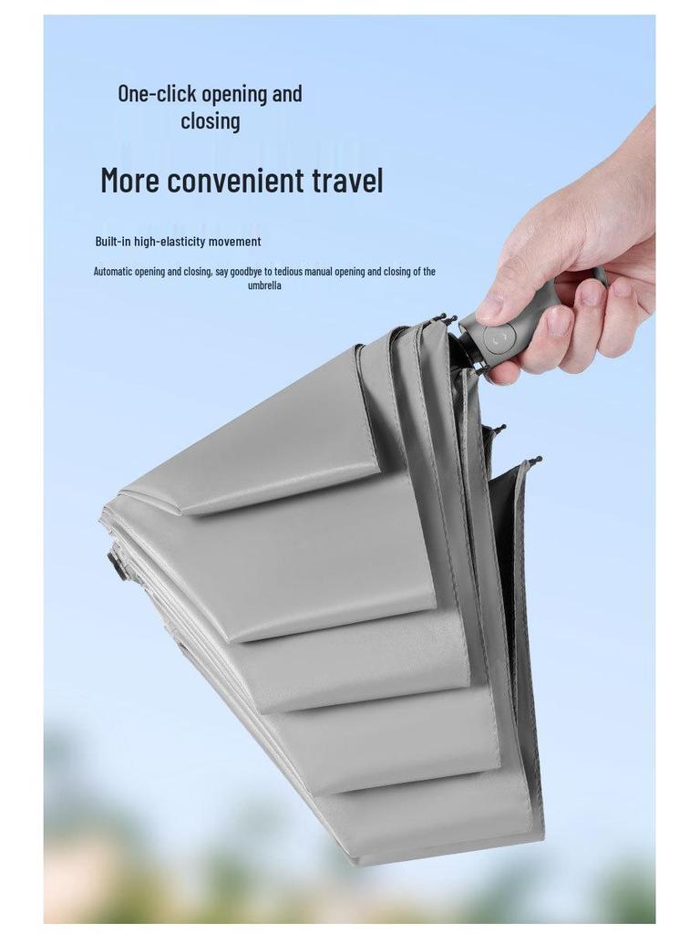 Fully Automatic Five-Fold Umbrella with Black Glue Sunscreen, UV Protection, and Dual-Use for Rain or Shine