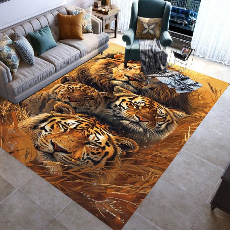 Large Area Rugs Non Slip Animal Tiger Pattern Carpet Living Room Sofa Kitchen Entrance Doormat Hallway Balcony Floor Mat