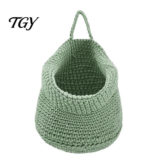 Wall Mounted Storage for Nursery 3PCS Woven Hanging Bag, Natural Cotton Rope Fruit Baskets, Organizer Hair Accessories Boho