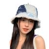 Beggar Style Retro Fisherman Hat Patched Sun Protection Basin Cap Fashion Denim Bucket Hat  Women