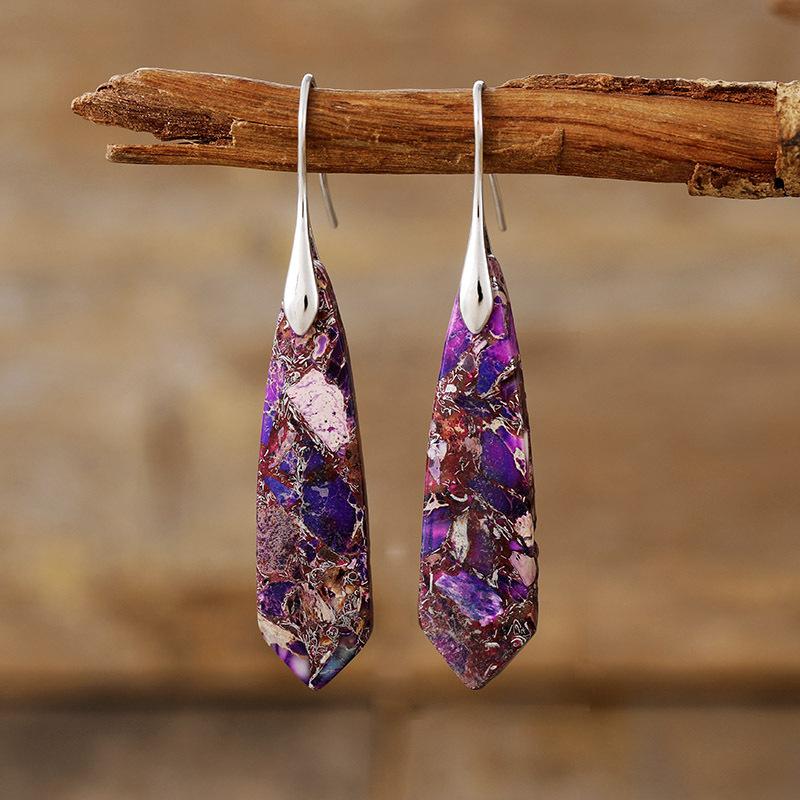 Premium Bohemian Light Luxury Geometric Emperor Stone Geometric Earrings Earrings Popular Accessories