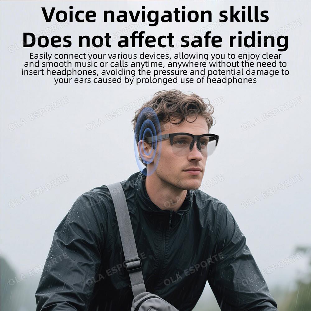 2026 Photosensitive Color Change Smart Glasses Man Bluetooth Voice Calls Control Music UV Polarized Sunglasses Headphone Glasses