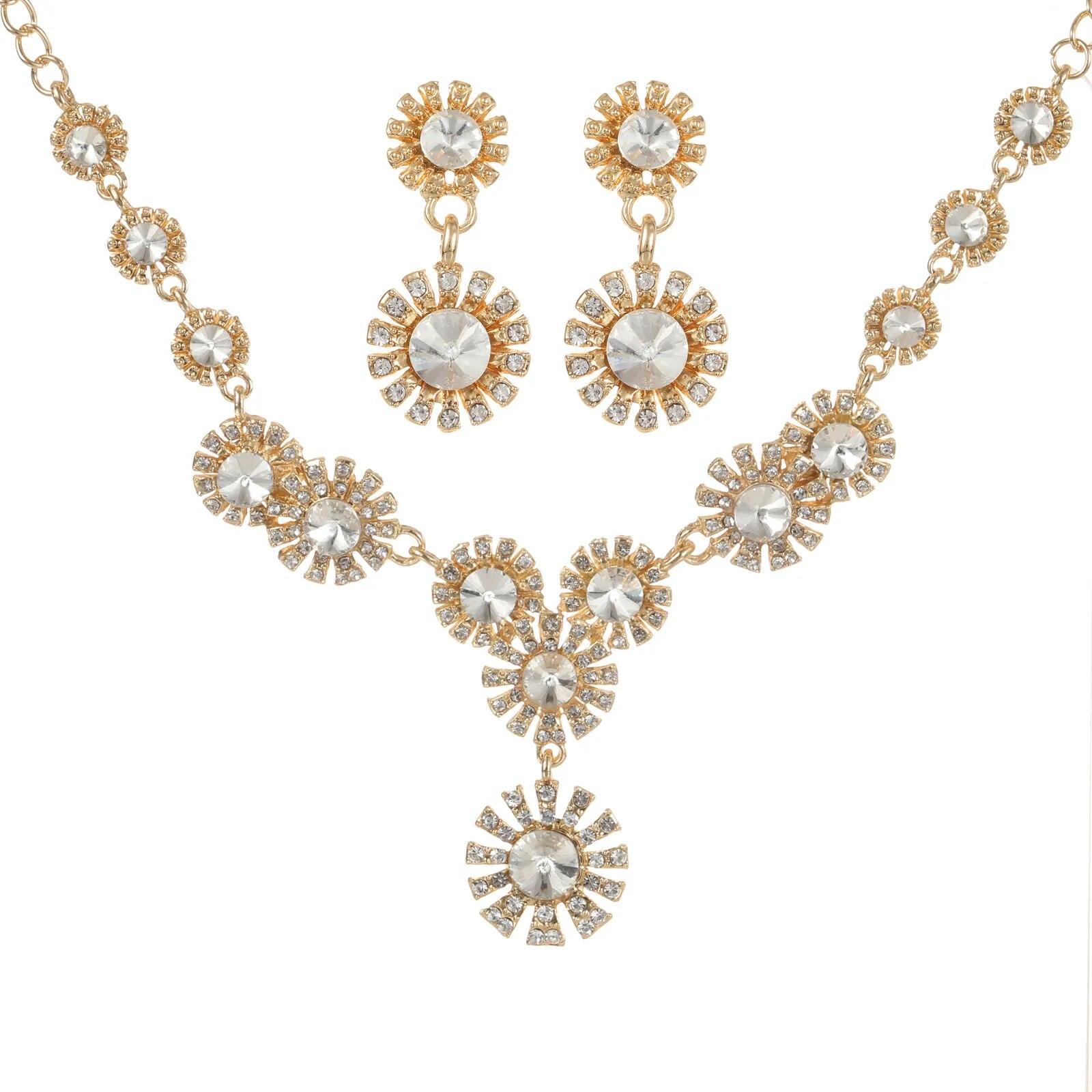 

Модные очаровательные ювелирные наборы из хрустального стекла и цветов золотой