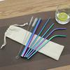 4Pcs /set  7Pcs/set 2018 New Stainless Steel Metal Drinking Straw  Reusable Straws  ( Bag Included)