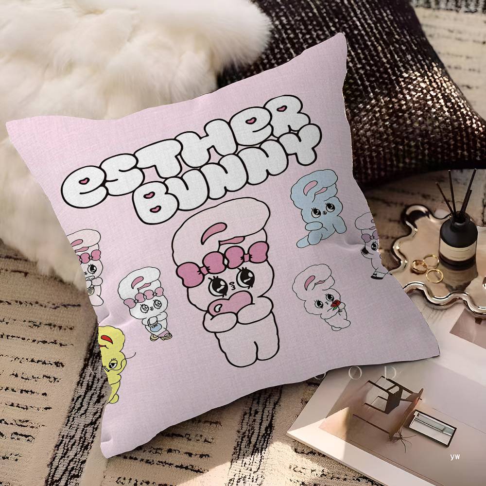 Anime Esther Bunny Personalized Pillow Dust Cover Bedroom Kids Party Decoration Pillowcase Birthday Children Gift